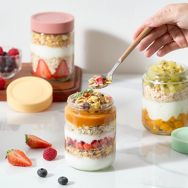 Danmu 16 oz Overnight Oats Containers with Lids,Meal Prep Containers