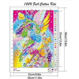 Hummingbird Stamped Cross Stitch Kits - Needlepoint Counted Cross Stitch Kits for Beginner Adults Printed Dimensions Flowers Pattern Stitch Embroidery Kit Arts and Crafts (11CT Without Frame)