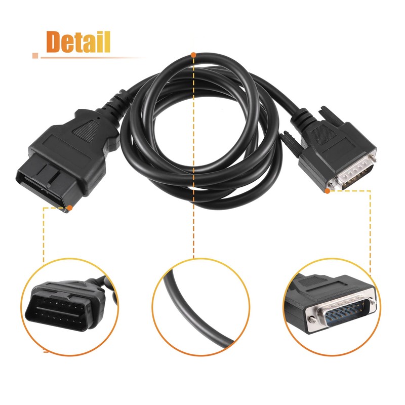X AUTOHAUX 1.5m OBDII OBD2 Male to 15 Pin Male