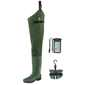 TIDEWE Hip Wader, Lightweight Hip Boot for Men and Women, 2-Ply PVC/Nylon Fishing Hip Wader Green Size 13