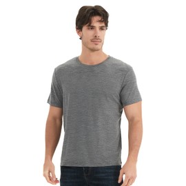 MERIGREENY Men's 100% Merino Wool T-Shirt, Crew Neck Lightweight Undershirt Moisture-Wicking Base Layer Dark Grey