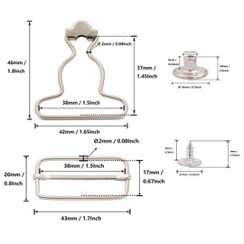 Amanaote 1.5" Inside Bottom Size Silvery Dungaree Fastener Overall Clip Suspender Buckle Pack of 6 Sets