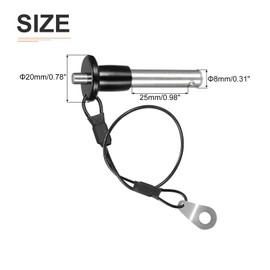 DTGN 8mm x 25mm (DxL) Quick Release Pin Components Apply to Quick Connect, 304 Stainless Steel Grips with Wire, Push Button Ball Lock Pin, Silver Tone