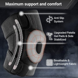 DR. BRACE ELITE Knee Brace with Side Stabilizers & Patella Gel Pads for Maximum Knee Pain Support and fast recovery for men and women-Please Check How To Size Video (Pluto, Medium)