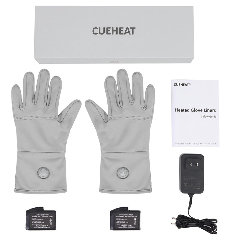 CUEHEAT Heated Glove Liners, Flexible Ultrathin, Touchscreen Compatible, 7.4V 3000mAh