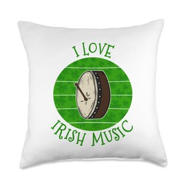 St Patrick's Day Bodhran, I Love Irish Music, Percussionist Throw Pillow