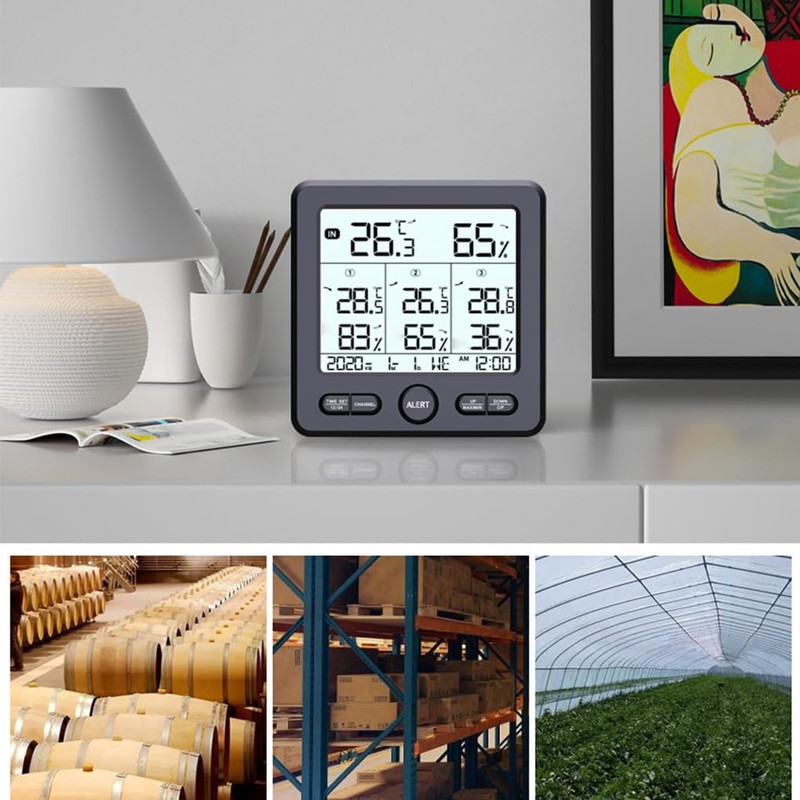 Indoor Thermometer Digital with Wireless Weather Station Capability Time Display