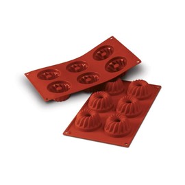 Silkomart Six Silicone Bundt Shaped Moulds, Red