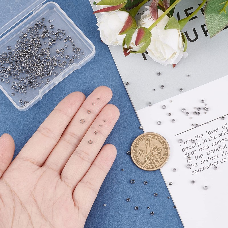UNICRAFTALE 400 Pieces 4 Sizes Spacer Beads 304 Stainless Steel