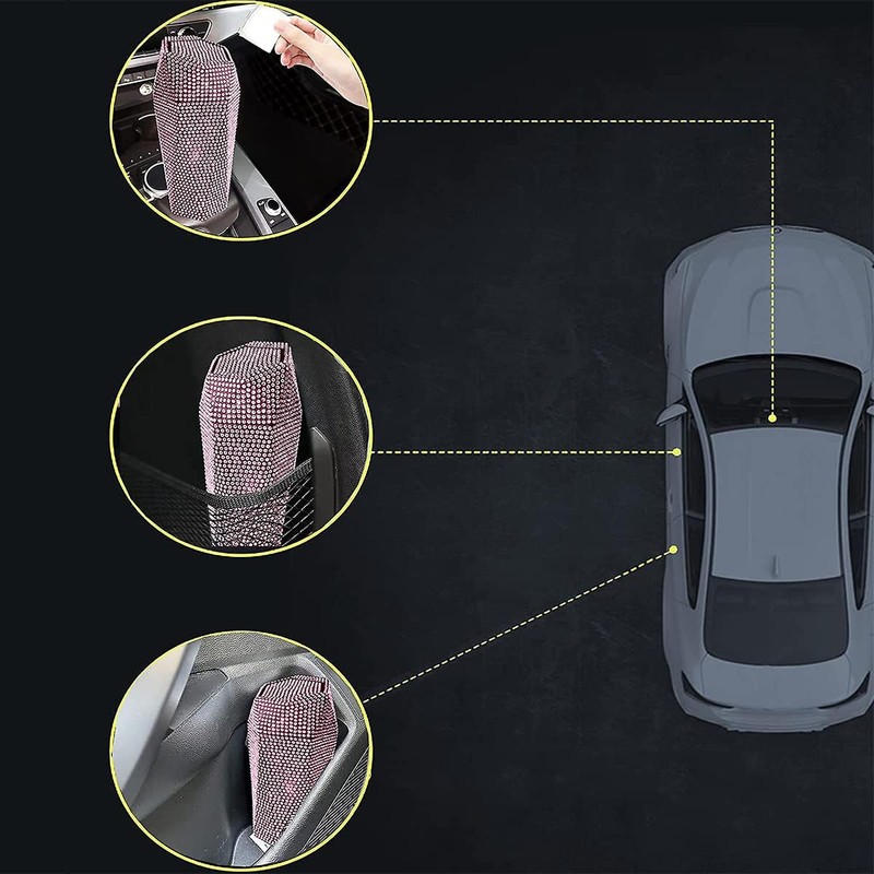 JNNJ Bling Rhinestone Leak-Proof Portable Rubbish Bin for Cars Portable