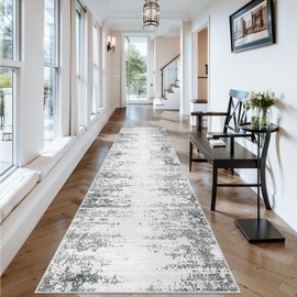 Lahome Abstract Runner Rug,Washable Grey 2.5x10 Rug Runners for Hallways Non-Slip,Low-Pile Ombre Kitchen Runner Rugs Non Skid,Indoor Carpet Runner for Entryway Laundry,(Grey,2.5x10ft)