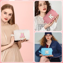 YOOLIFE Christmas Birthday Gifts for 4 5 6 7 8 9 10 11 12 13 14 Year Old Girl, Initial Makeup Bag Cosmetic Bag for Girls Teen Daughter Sister,Stocking Stuffers for Teen Girl Kid | Khaki S