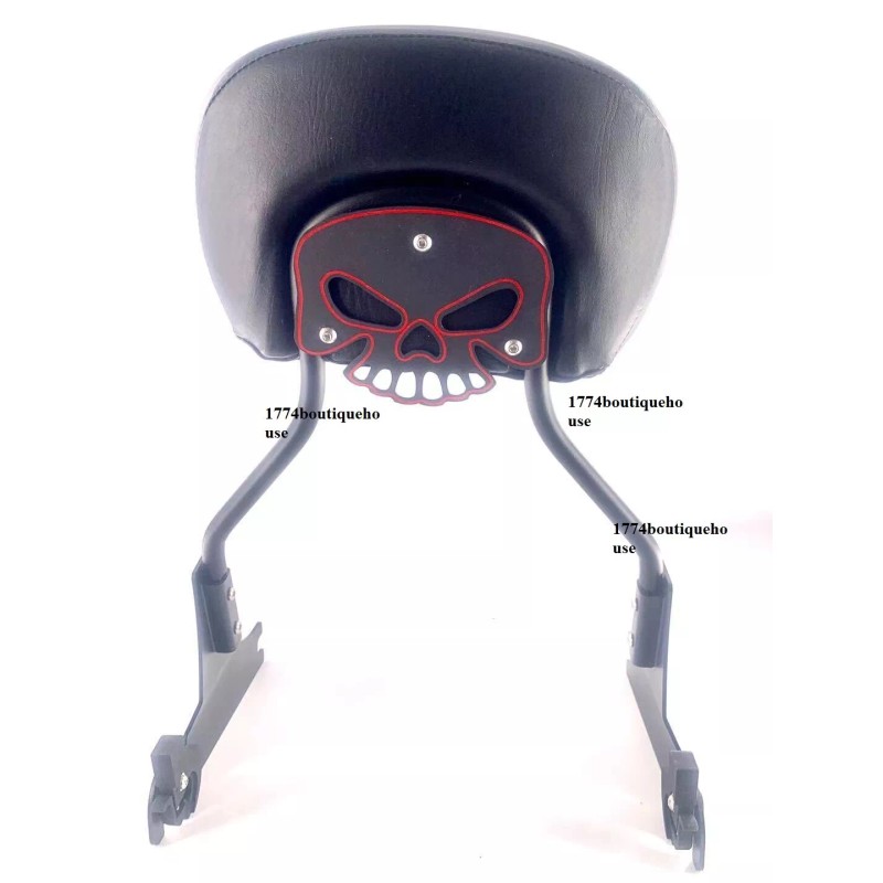 JMEI BLACK SKULL Sissy Bar Backrest With Docking For HARLEY