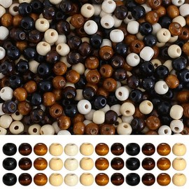 HERZWILD 1000Pcs Large Hole Wooden Craft Beads Natural Colors Wooden Beads Vintage Round Natural Brown Wood Hair Bead for Macrame Rosary Bracelet Jewelry Making (7 * 8mm)