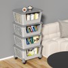 Ucake Plastic Stacking Basket with Wheels, Stackable Storage Basket Organizer,