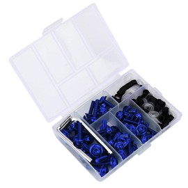 Fairing Bolts Kit, ABS+Aluminum 158Pcs/Set Universal Fairing Bolts Gasket Wrench Kit Motorcycle Accessory(Blue)
