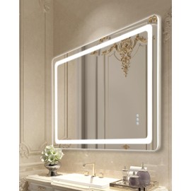 VEVOR LED Bathroom Mirror, 32" x 48" LED Bathroom Vanity Mirror with Frontlit and Backlit, Anti-Fog Memory Mirror with Lights, Stepless 3 Colors Temperature Dimmable Bathroom Mirror, Wall Mounted