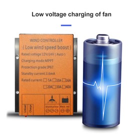 Wind Turbine Charging Controller, Auto Match MPPT Mini Wind TurbineGeneratorController, IP67 12V /24V Automatic Controller for 300 400 500 600Watt Wind Turbine System