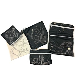 Clear Above Travel Toiletry Set - Storage Kit Pouch Makeup Organizer 5 Zippered Tote Bags