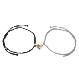 Agriajun Matching Bracelets for Couples, Gold Heart Initial Left J Friendship Adjustable Bracelet Women, Cute Match Charm Letter Name Black Braided Rope Valentines Bf Gf Friends Jewelry Gift