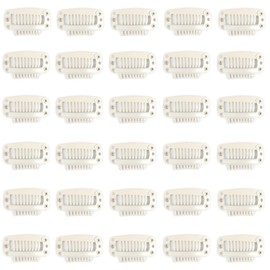 Goulus 30 PCS 9 Teeth Metallic Snap Clips For Hair Extensions Hairpiece DIY Wig Accessories Wig Clips to Secure Wig Snap-Comb Wig Clips (30 PCS 9 Teeth, Beige)