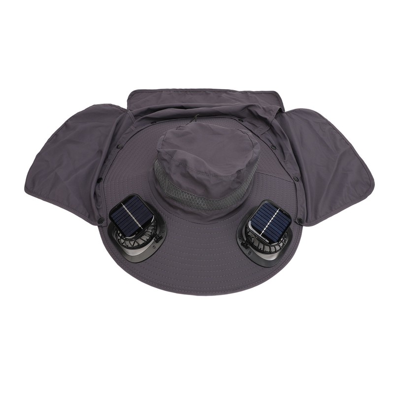 Men Sun Hat Solar Powered Rechargeable Fan UPF50 Wide Brim