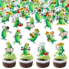 40Pcs Edible Pickle Cupcake Toppers Green Pickles Cucumber Party Decorations Kind of a Big Dill Cupcake Toppers Pickle Theme Baby Shower Kind of A Big Dill Party Supplies