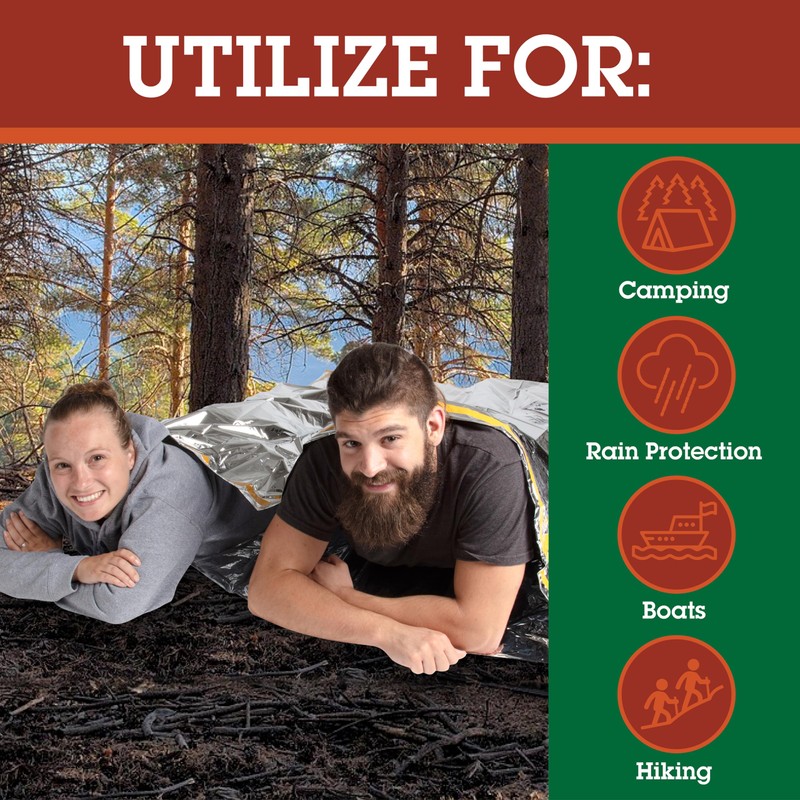 Emergency Thermal Mylar 2 Person Sleeping Bags- 1 Pack -Ultra