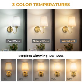 NookNova Battery Operated Wall Sconce Set of 2, 10000mAh Rechargeable Wall Sconces Battery Operated Light Dimmable Battery Powered Wall Lights with Gold Gooseneck for Bedroom Living Room, Linen Shade