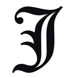 Applicable Pun Old English Letter J - Vinyl Decal for Outdoor Use on Cars, ATV, Boats, Windows and More - Black 3 Inches Tall