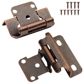 Kitchen Cabinet Hinges Oil Rubbed Bronze, 8 Pack (4 Pairs) 1/2" Overlay Partial Wrap Self Closing Cabinet Door Hinge, Semi Hidden Cabinet Hinge for Cabinet Doors