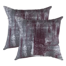 TreeWool (2 Pack Brush Art Accent Cushion Covers in Cotton Canvas (50 x 50 cm / 20 x 20 Inches, Burgundy)