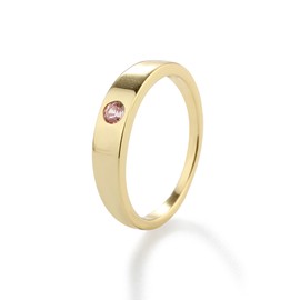 Precious Pieces Gold-Plated Band Baby Ring with Pink CZ (Size 3)