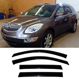 Kucaruce 94657 Original Side Window Wind Deflector,4pcs Outside Mount Tape-On Nice Sun Rain Guards Set,Window Visor fit for 2008-2017 Buick Enclave