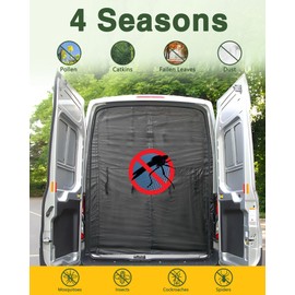 Vanhoxcci Van Bug Screen Fit for Ford Transit 2015-2024 Medium Roof Rear Door Mosquito Net Campervans Flyscreen Mesh, Center Magnetic Closure