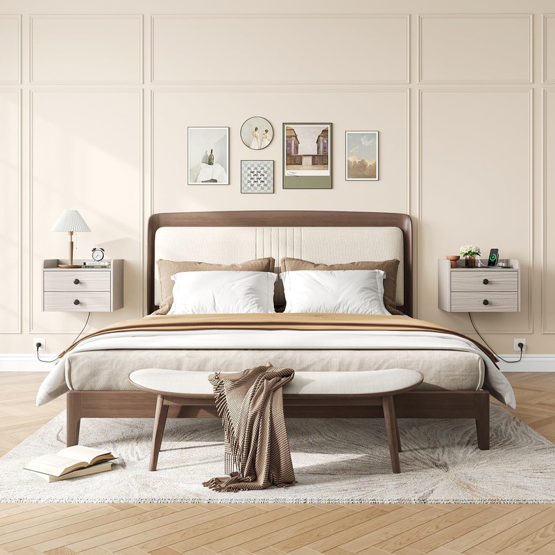 Floating Nightstand Set of 2 with 2 Storage Drawers and