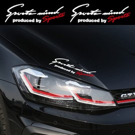 HUWANDE 2Pcs Car Light Eyebrow Stickers,Auto Front Cover Vinyl Stickers,Sports Style Car Body Decals (White+Red)