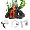 Silkwish Aquarium Dekorationen Set, Aquarium Vulkan Ornament mit Bunte LED