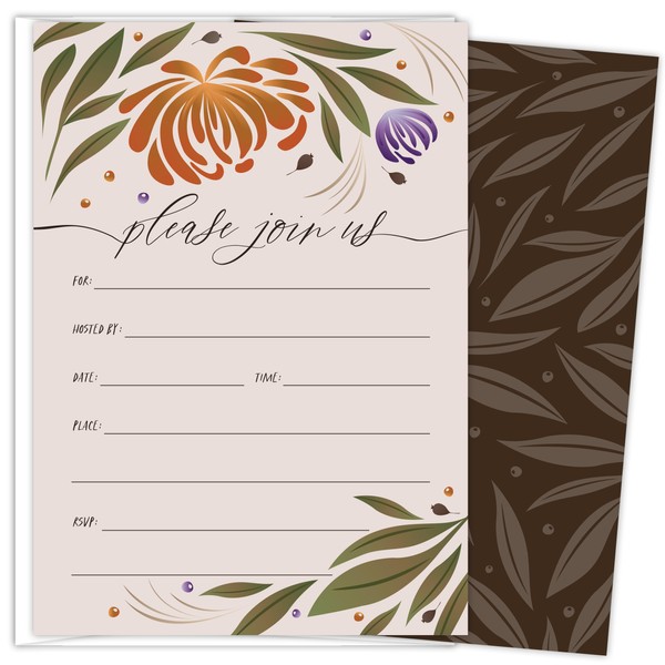 Koko Paper Co Autumn Floral Invitations for Thanksgiving Dinner and