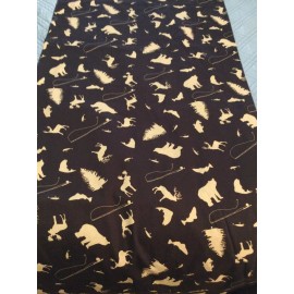 Unbranded Wildlife Toss Elk Bear Moose Fish Pine Trees Fishing Pole Tan / Dark Brown BTY