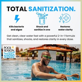 Pool Season 99% Di-Chlor Chlorinating Concentrate Shock and Sanitizer – Stabilized Granular Pool Chlorine – Kills Bacteria and Algae, Restores Clarity – Quick Dissolving – 2lb Bottle