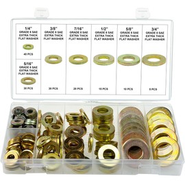 Swordfish 32850 - SAE Pattern Grade 8 Hardened Extra Thick Flat Washer Assortment, Pack of 150 Pieces