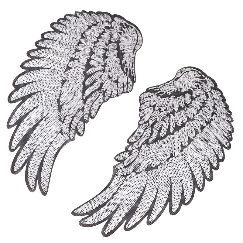 Tiardey Large Angel Wings Sequin Patches Iron on Sew on
