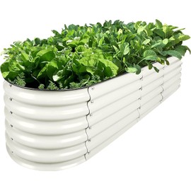 Galvanized Steel Raised Garden Bed,8×4×2 Ft Raised Garden Bed,Guard Galvanized Raised Garden Bed Kit for Gardening, Vegetables, Flowers,Oval Large Metal