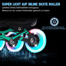 8 Pack Luminous Inline Skate Wheels - 72 mm 76 mm 80 mm LED Inline Skate Wheels with Ball Bearings ABEC-9 - LED Skate Wheels 82a 85a Inline Skate Wheels Wheels for K2 Hudora Gonex Apollo