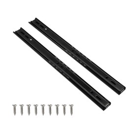Yinpecly Metal Ball Bearing Side Mount Drawer Slides 11" Length Cold Rolled Steel for Furniture Drawers 2 Fold Drawer Ball Bearing Slide Track Rail 55 LB Bearing Capacity Side Mount Black 1Pair