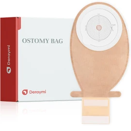DERAYMI 20 PCS Colostomy Bags Ostomy Supplies One Piece Ostomy Bags, Ostomy Drainable Pouches for Ileostomy Stoma Care Cut-to-Fit 20-65mm Hook-and-Loop Closure