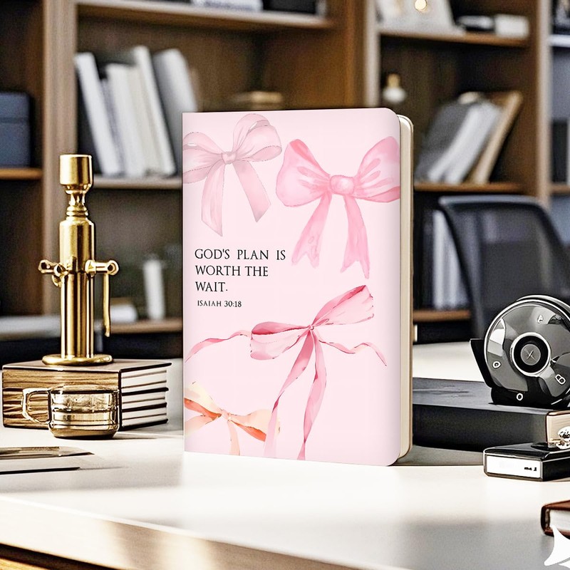 Pink Bow Bible Hard Shell Journal Notebook, Bible Notebooks for