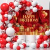 Mocsicka Red and Gold Birthday Banner(Red, 70.8 x 43.3 Inch)