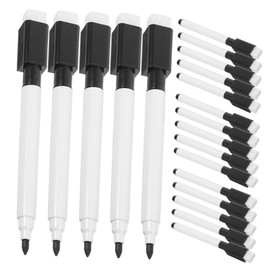 SEWACC 20pcs Small Whiteboard Markers with Eraser Water Based Erasable Pens for Creative Drawing Smooth Surfaces for Office School and Home Use
